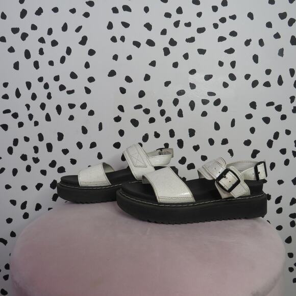 Wonder Nation White Glitter Open Toe Girls Platform Sandals - Picture 4 of 8